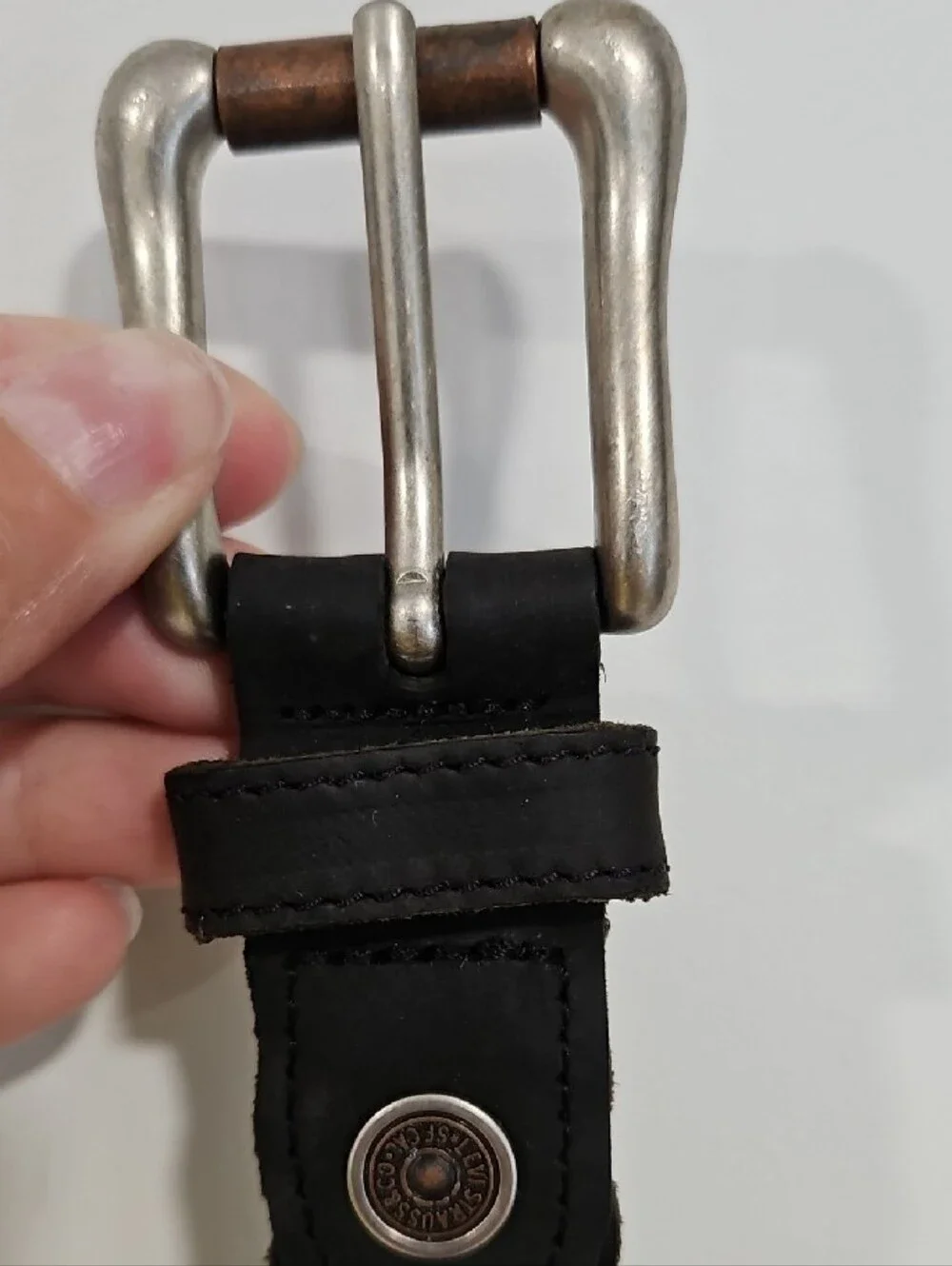 Levi's Black Braided Leather Belt with Silver Buckle